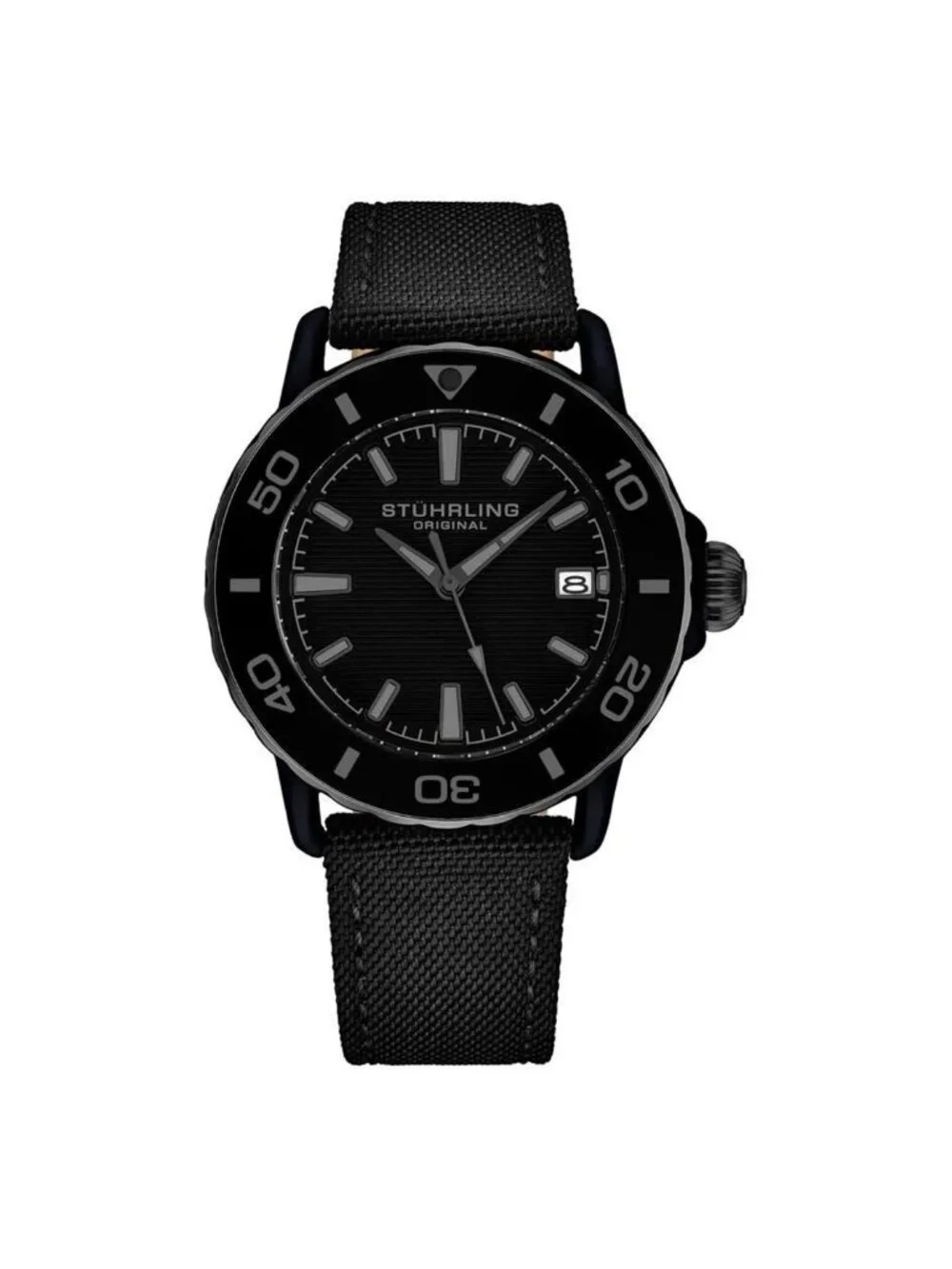 NWT Stuhrling Original Aquadiver Quartz Black Dial Men's Watch